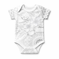 Samoa Siapo Pattern With White Hibiscus Baby Onesie LT05 White - Polynesian Pride