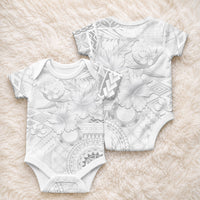 Samoa Siapo Pattern With White Hibiscus Baby Onesie LT05 - Polynesian Pride
