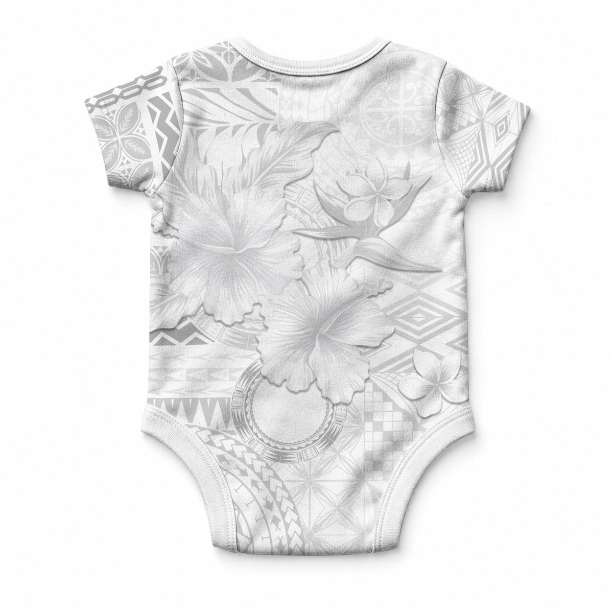 Samoa Siapo Pattern With White Hibiscus Baby Onesie LT05 - Polynesian Pride