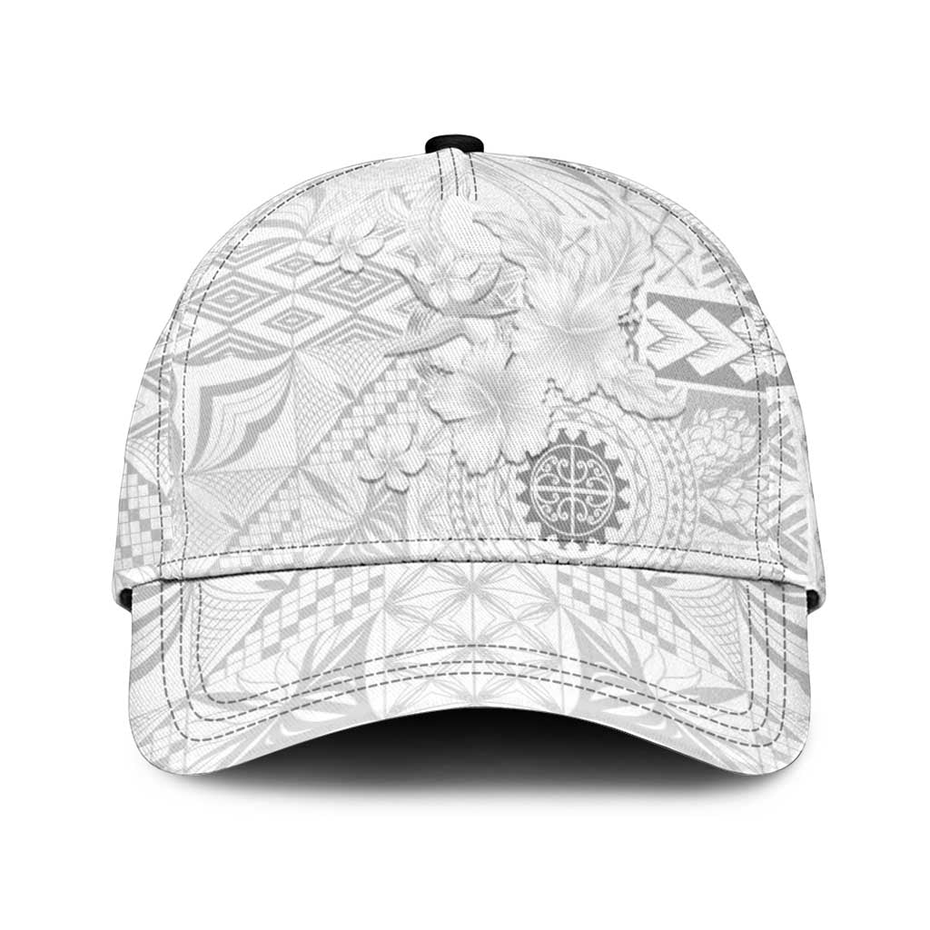 Samoa Siapo Pattern With White Hibiscus Classic Cap - Polynesian Pride
