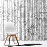 Samoa Siapo Pattern With White Hibiscus Window Curtain