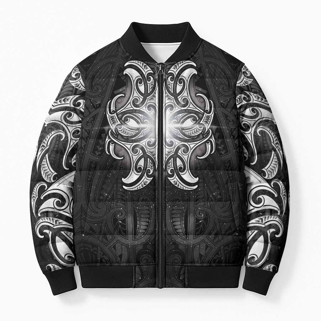 New Zealand Matariki Bomber Puffer Jacket Maori Moko Black Galaxy