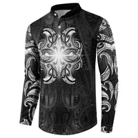 New Zealand Matariki Button Sweatshirt Maori Moko Black Galaxy
