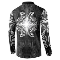 New Zealand Matariki Button Sweatshirt Maori Moko Black Galaxy