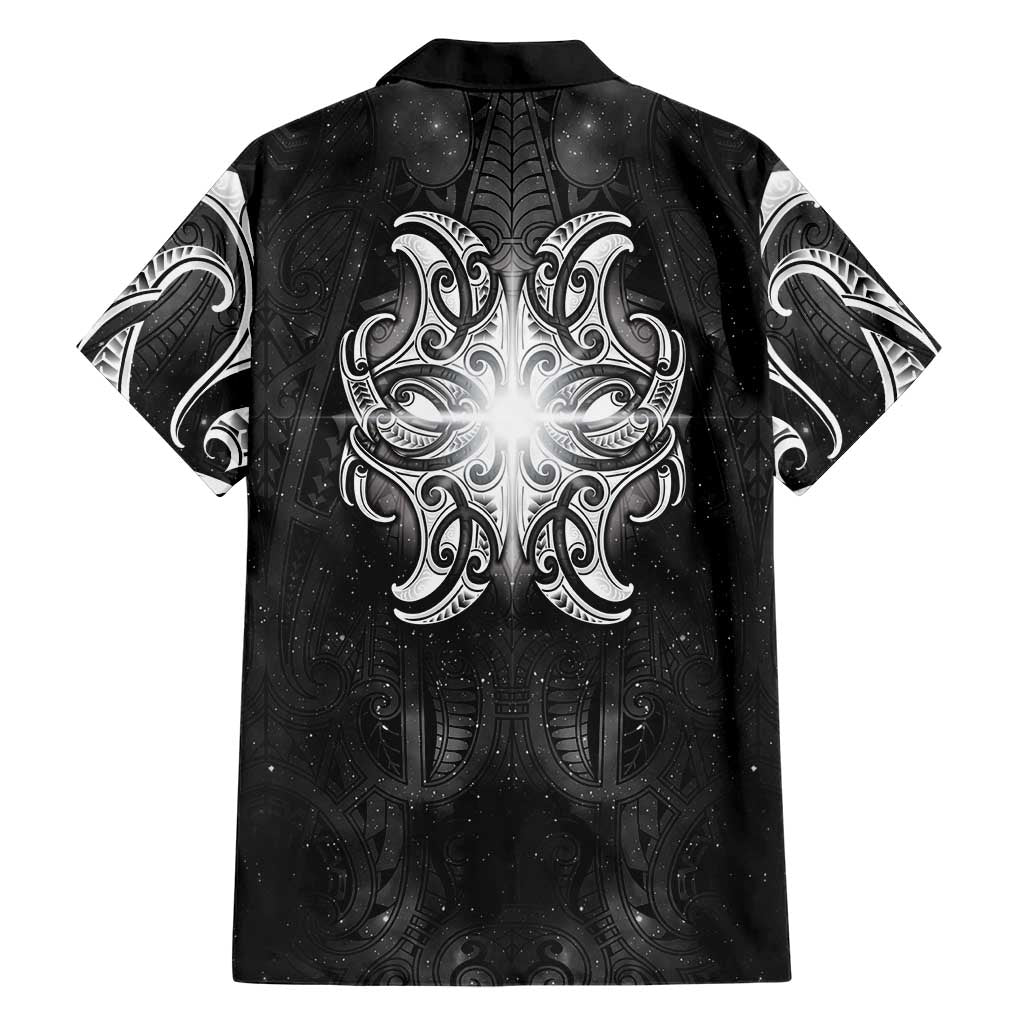 New Zealand Matariki Family Matching Long Sleeve Bodycon Dress and Hawaiian Shirt Maori Moko Black Galaxy LT05 - Polynesian Pride