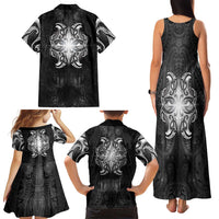 New Zealand Matariki Family Matching Tank Maxi Dress and Hawaiian Shirt Maori Moko Black Galaxy LT05 - Polynesian Pride