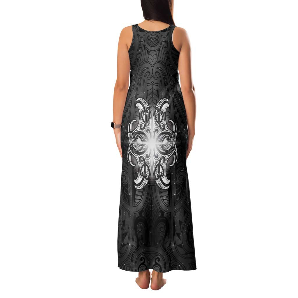 New Zealand Matariki Family Matching Tank Maxi Dress and Hawaiian Shirt Maori Moko Black Galaxy LT05 - Polynesian Pride
