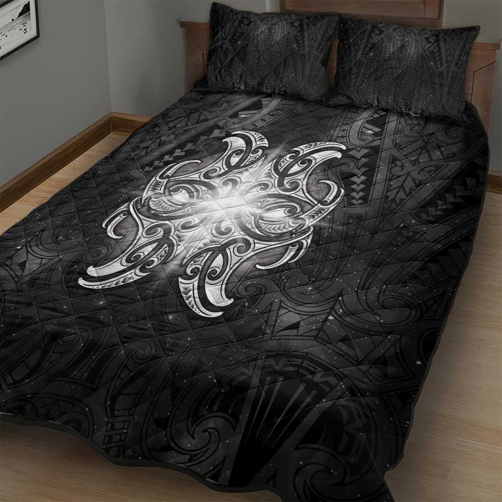 New Zealand Matariki Quilt Bed Set Maori Moko Black Galaxy