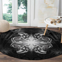 New Zealand Matariki Round Carpet Maori Moko Black Galaxy