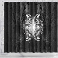 New Zealand Matariki Shower Curtain Maori Moko Black Galaxy