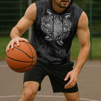 New Zealand Matariki Sleeveless Hoodie Maori Moko Black Galaxy