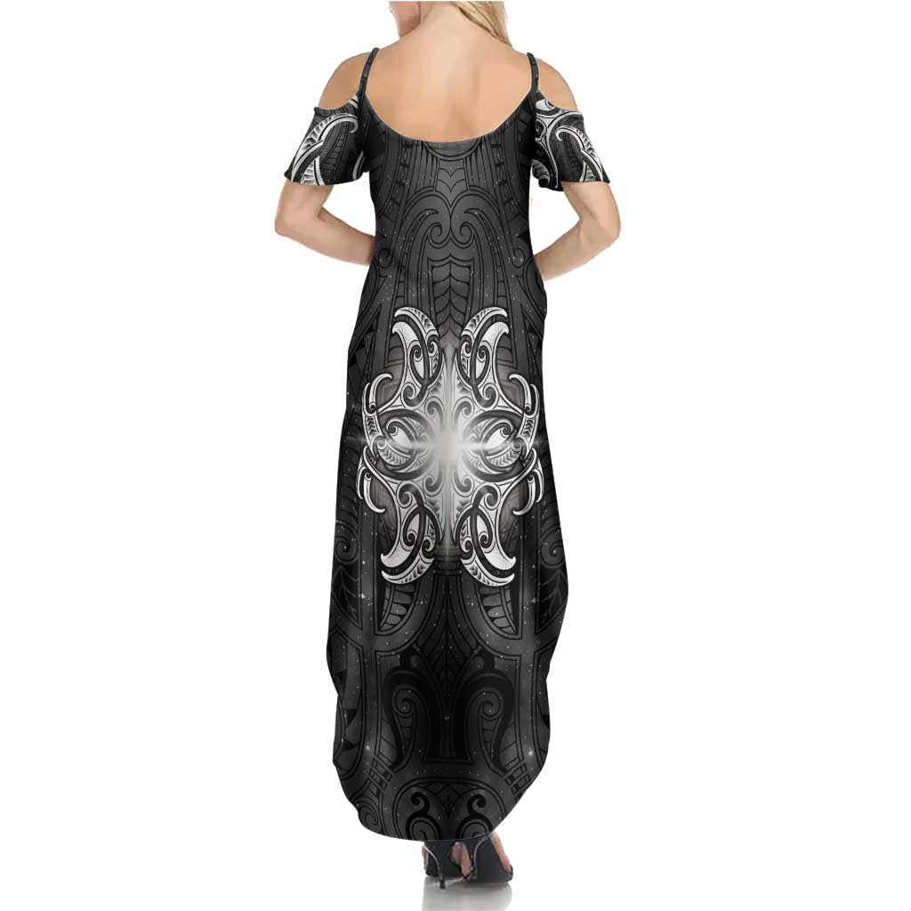 New Zealand Matariki Summer Maxi Dress Maori Moko Black Galaxy