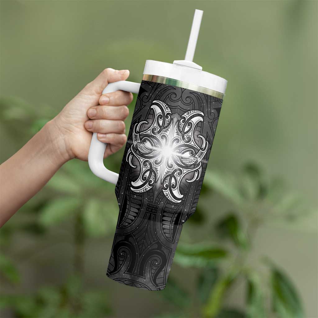 New Zealand Matariki Tumbler With Handle Maori Moko Black Galaxy