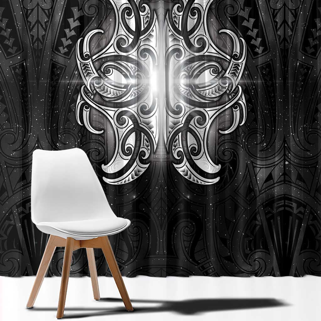 New Zealand Matariki Window Curtain Maori Moko Black Galaxy