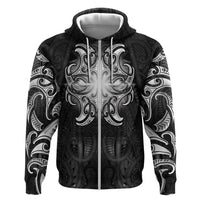 New Zealand Matariki Zip Hoodie Maori Moko Black Galaxy