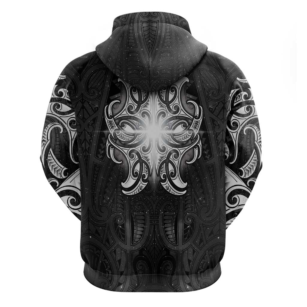 New Zealand Matariki Zip Hoodie Maori Moko Black Galaxy