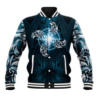 New Zealand Matariki Waita Baseball Jacket Maori Moko Dark Blue Galaxy