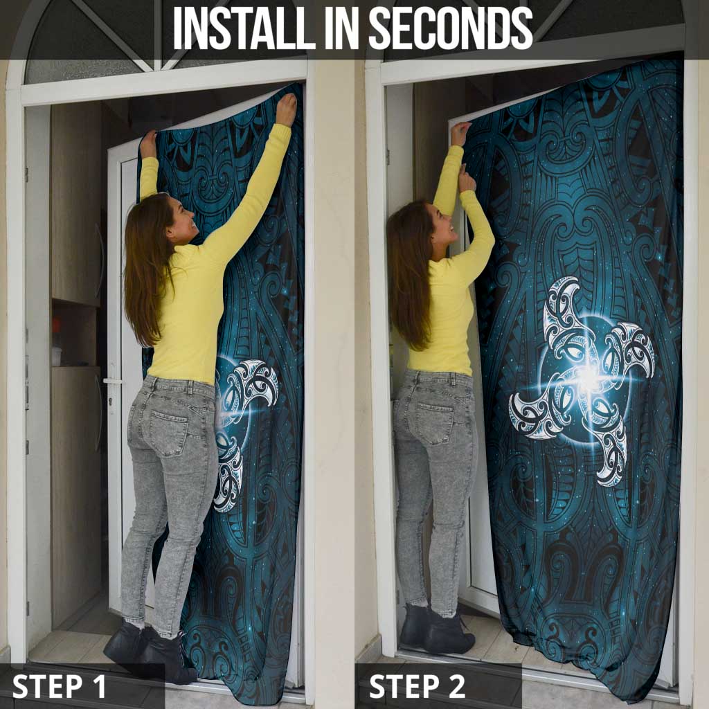 New Zealand Matariki Waita Door Cover Maori Moko Dark Blue Galaxy