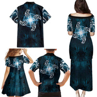 New Zealand Matariki Waita Family Matching Puletasi and Hawaiian Shirt Maori Moko Dark Blue Galaxy LT05 - Polynesian Pride