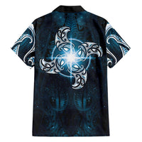 New Zealand Matariki Waita Family Matching Puletasi and Hawaiian Shirt Maori Moko Dark Blue Galaxy LT05 - Polynesian Pride