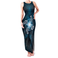 New Zealand Matariki Waita Family Matching Tank Maxi Dress and Hawaiian Shirt Maori Moko Dark Blue Galaxy LT05 Mom's Dress Blue - Polynesian Pride