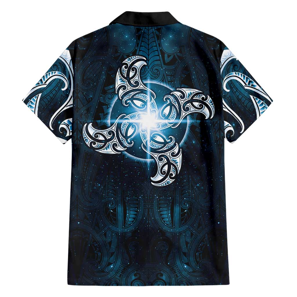 New Zealand Matariki Waita Hawaiian Shirt Maori Moko Dark Blue Galaxy