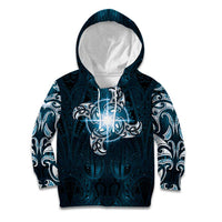 New Zealand Matariki Waita Kid Hoodie Maori Moko Dark Blue Galaxy