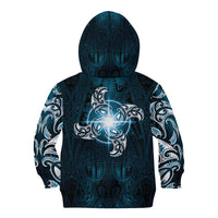 New Zealand Matariki Waita Kid Hoodie Maori Moko Dark Blue Galaxy