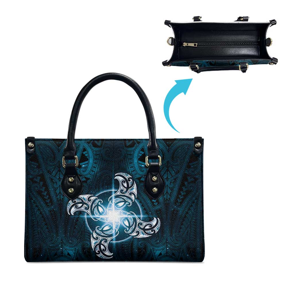 New Zealand Matariki Waita Leather Bag Maori Moko Dark Blue Galaxy