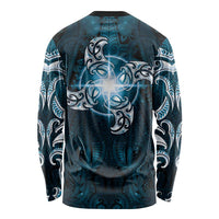 New Zealand Matariki Waita Long Sleeve Shirt Maori Moko Dark Blue Galaxy