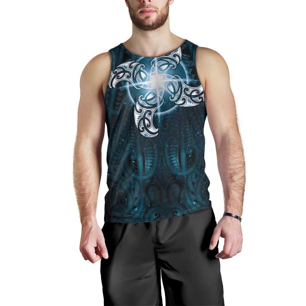 New Zealand Matariki Waita Men Tank Top Maori Moko Dark Blue Galaxy