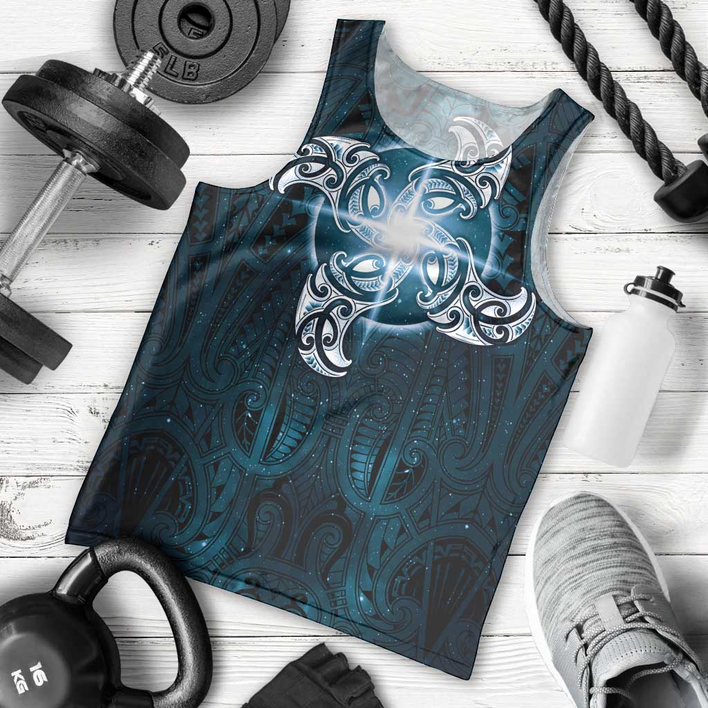 New Zealand Matariki Waita Men Tank Top Maori Moko Dark Blue Galaxy