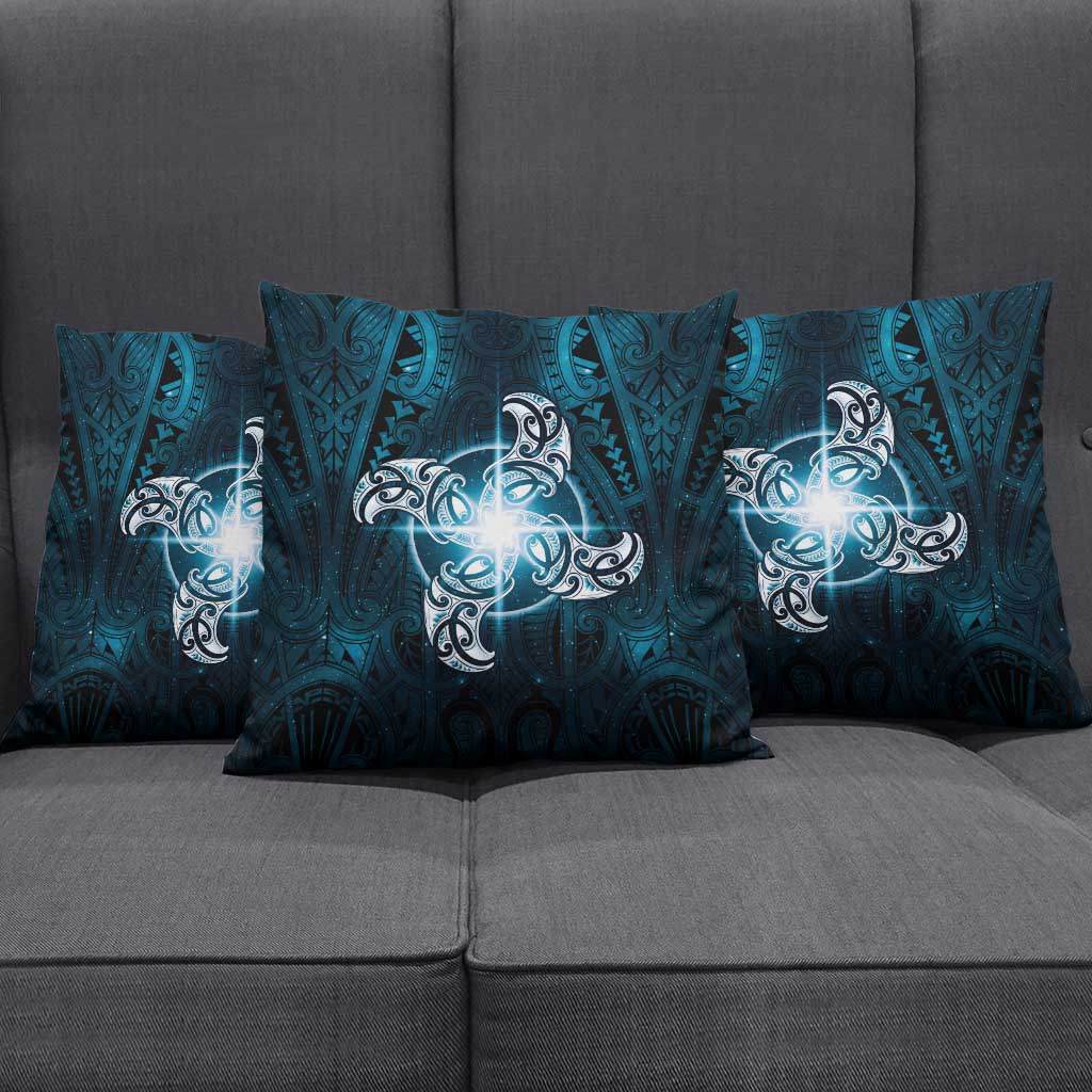 New Zealand Matariki Waita Pillow Cover Maori Moko Dark Blue Galaxy