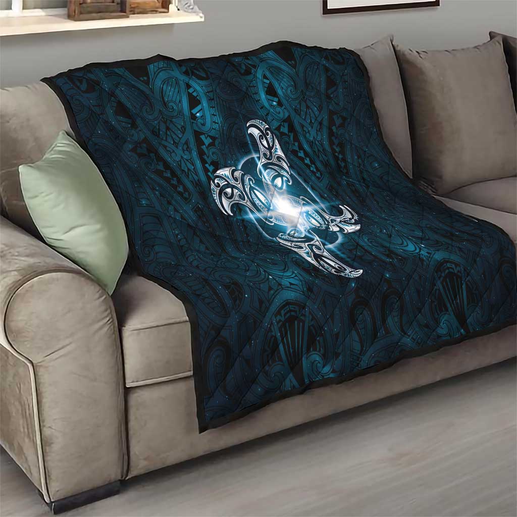 New Zealand Matariki Waita Quilt Maori Moko Dark Blue Galaxy