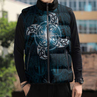 New Zealand Matariki Waita Sleeveless Puffer Jacket Maori Moko Dark Blue Galaxy