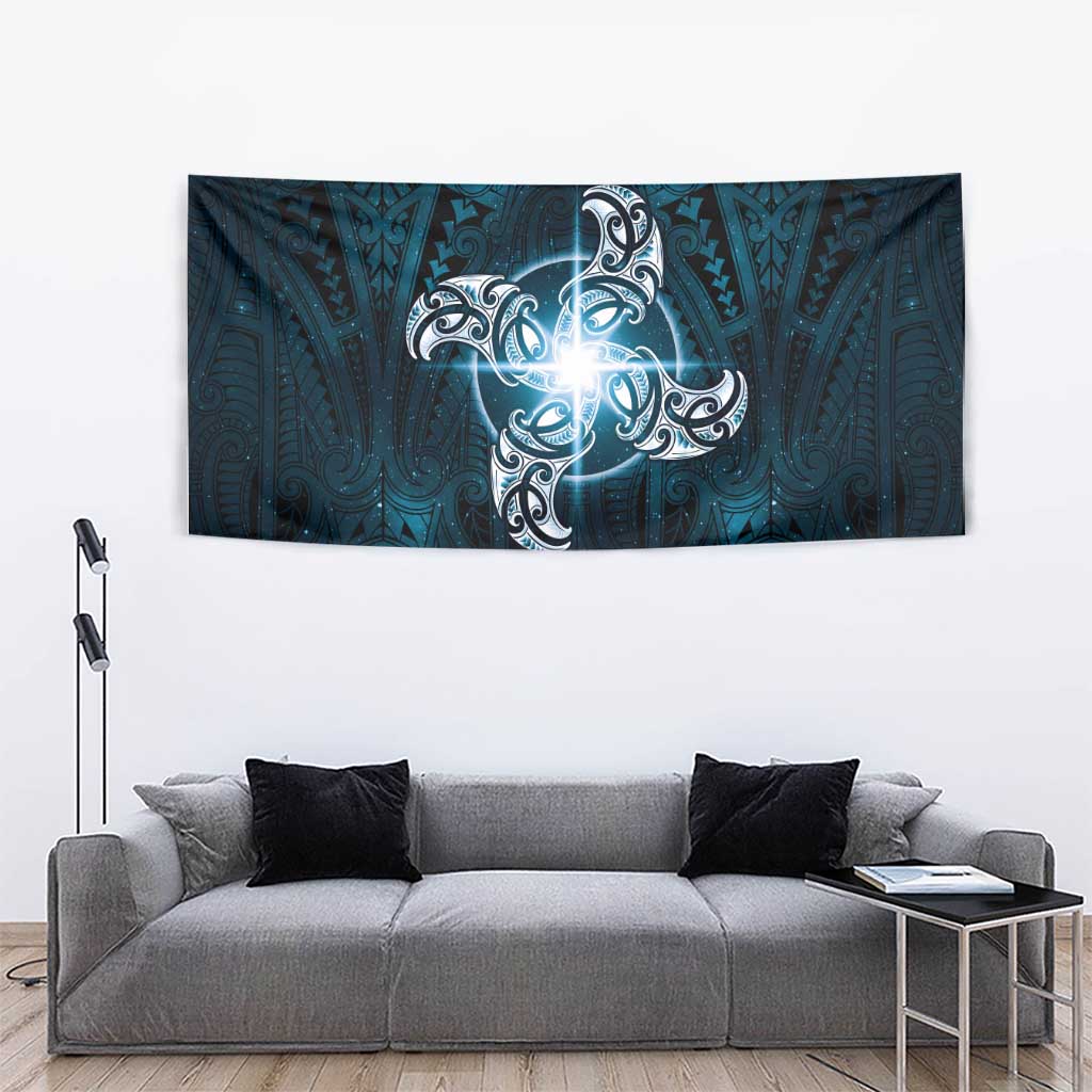 New Zealand Matariki Waita Tapestry Maori Moko Dark Blue Galaxy