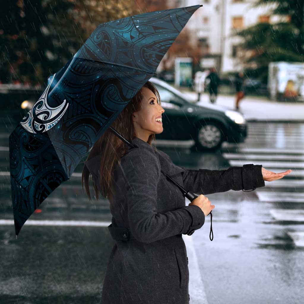 New Zealand Matariki Waita Umbrella Maori Moko Dark Blue Galaxy