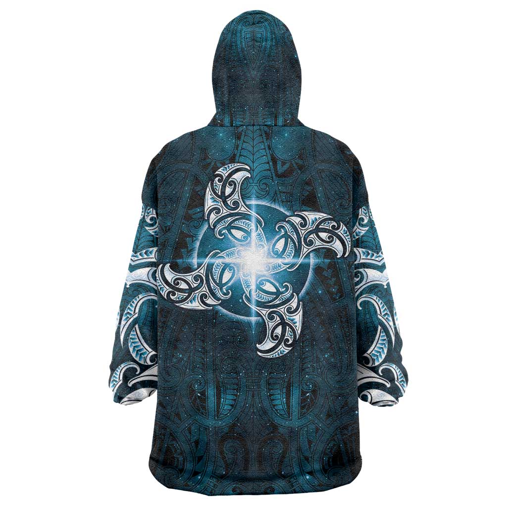 New Zealand Matariki Waita Wearable Blanket Hoodie Maori Moko Dark Blue Galaxy