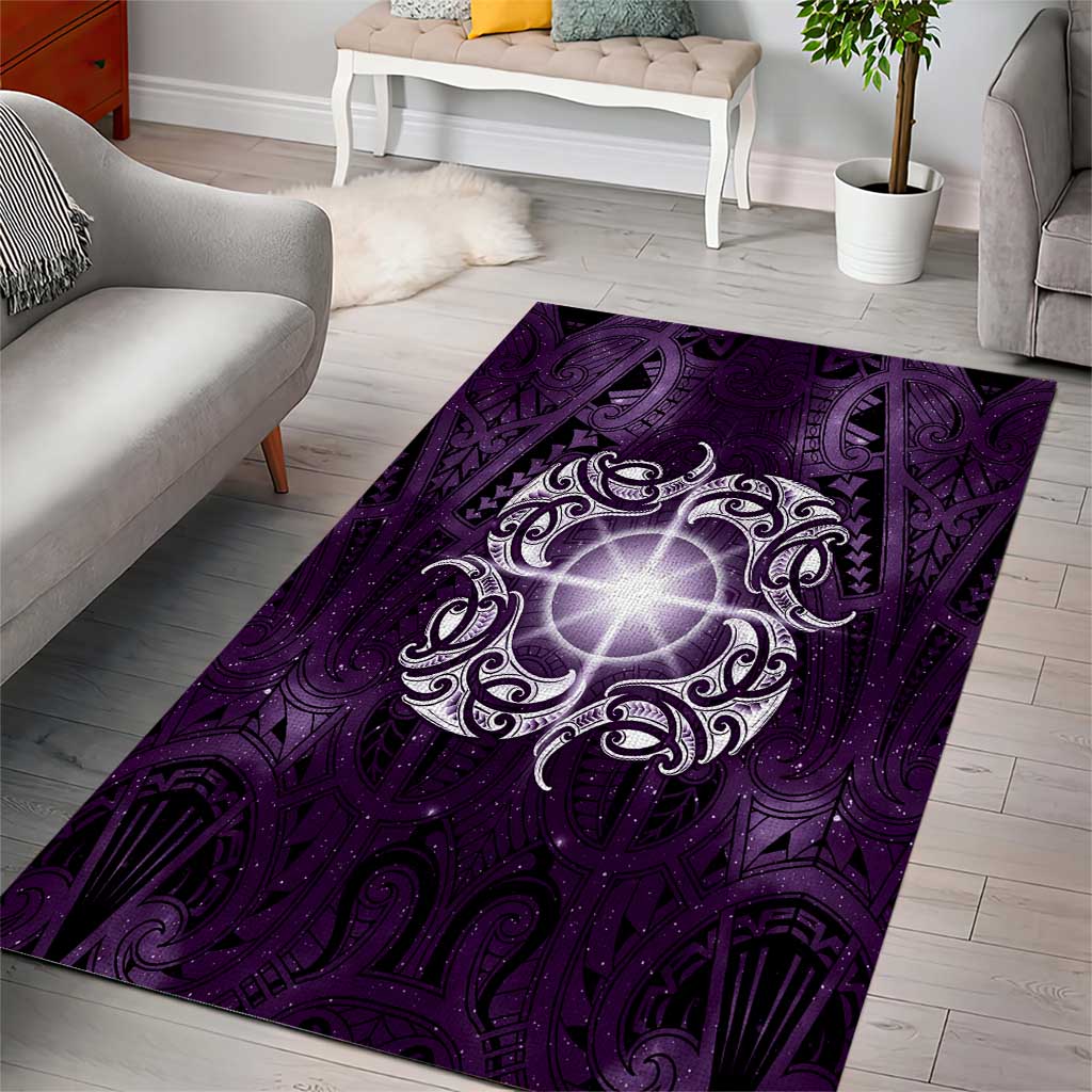 New Zealand Matariki Waipunarangi Area Rug Maori Moko Purple Galaxy