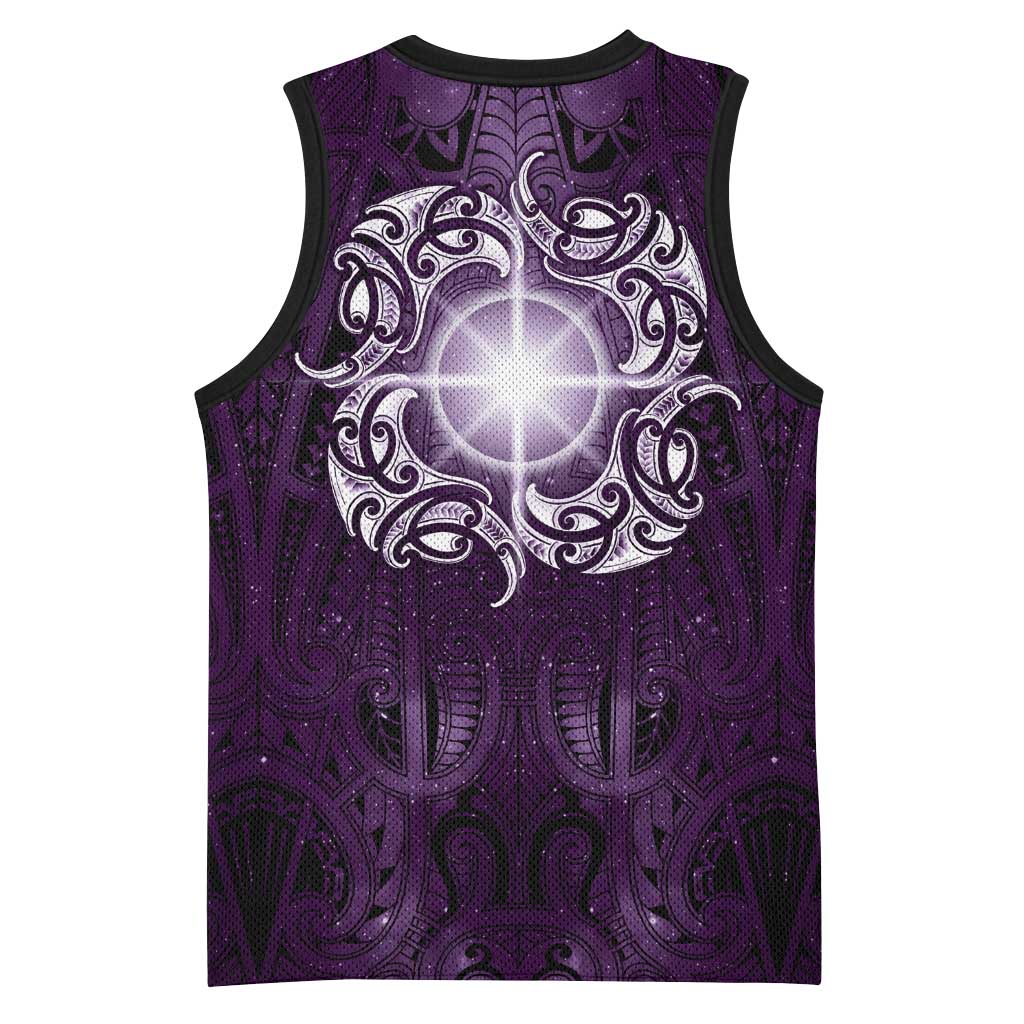 New Zealand Matariki Waipunarangi Basketball Jersey Maori Moko Purple Galaxy