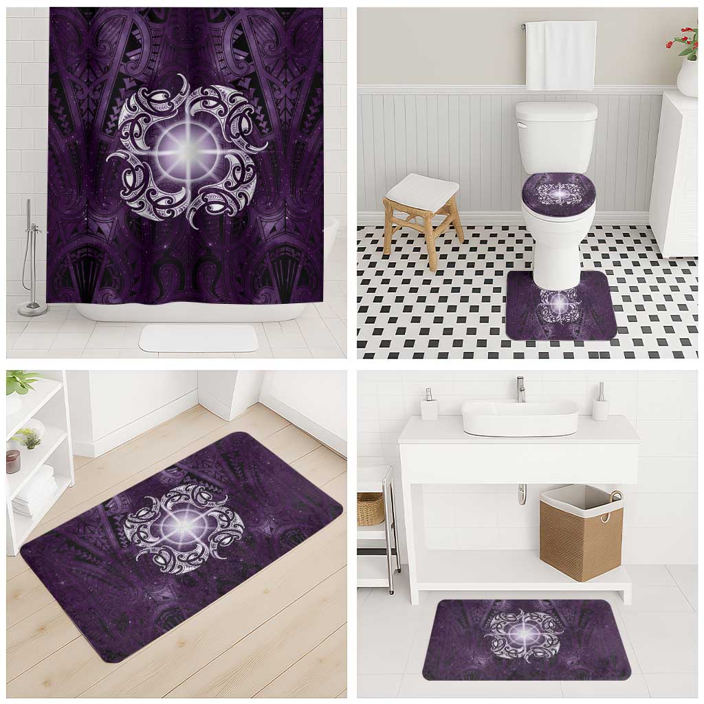 New Zealand Matariki Waipunarangi Bathroom Set Maori Moko Purple Galaxy