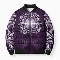 New Zealand Matariki Waipunarangi Bomber Puffer Jacket Maori Moko Purple Galaxy