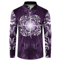 New Zealand Matariki Waipunarangi Button Sweatshirt Maori Moko Purple Galaxy