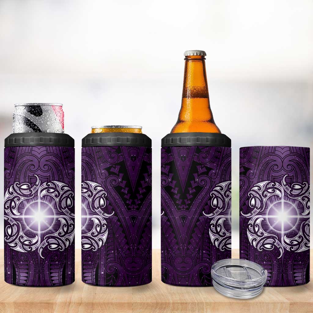 New Zealand Matariki Waipunarangi 4 in 1 Can Cooler Tumbler Maori Moko Purple Galaxy LT05 - Polynesian Pride