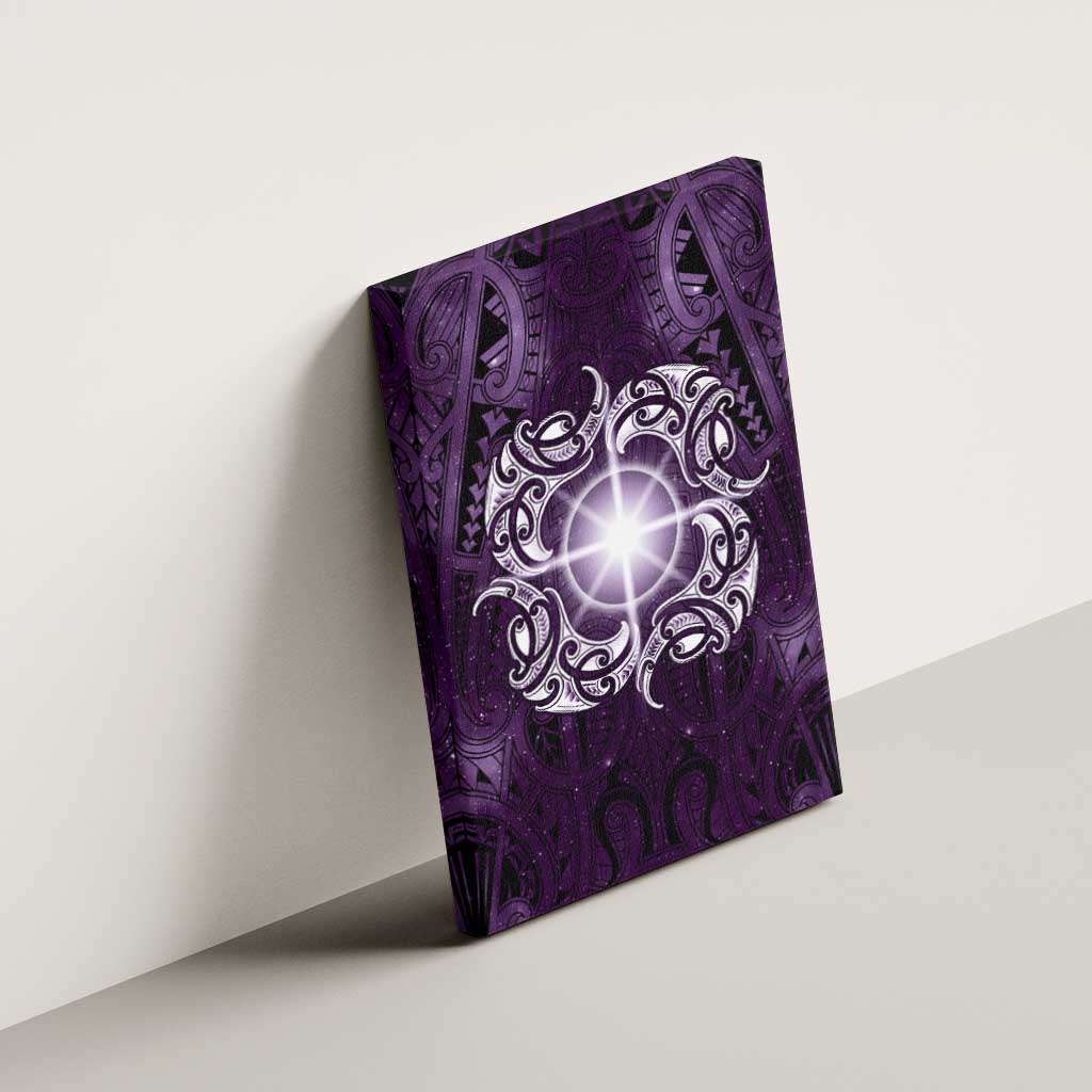 New Zealand Matariki Waipunarangi Canvas Wall Art Maori Moko Purple Galaxy