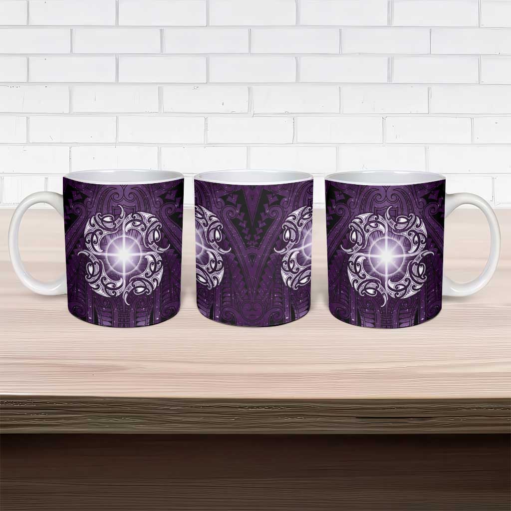 New Zealand Matariki Waipunarangi Ceramic Mug Maori Moko Purple Galaxy