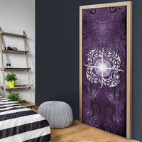New Zealand Matariki Waipunarangi Door Cover Maori Moko Purple Galaxy