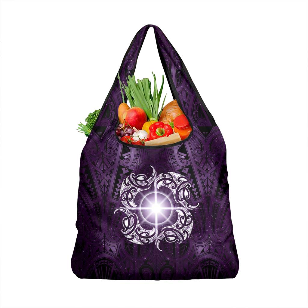 New Zealand Matariki Waipunarangi Grocery Bag Maori Moko Purple Galaxy LT05 1-pack One Size Purple - Polynesian Pride