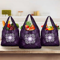 New Zealand Matariki Waipunarangi Grocery Bag Maori Moko Purple Galaxy LT05 3-pack One Size Purple - Polynesian Pride