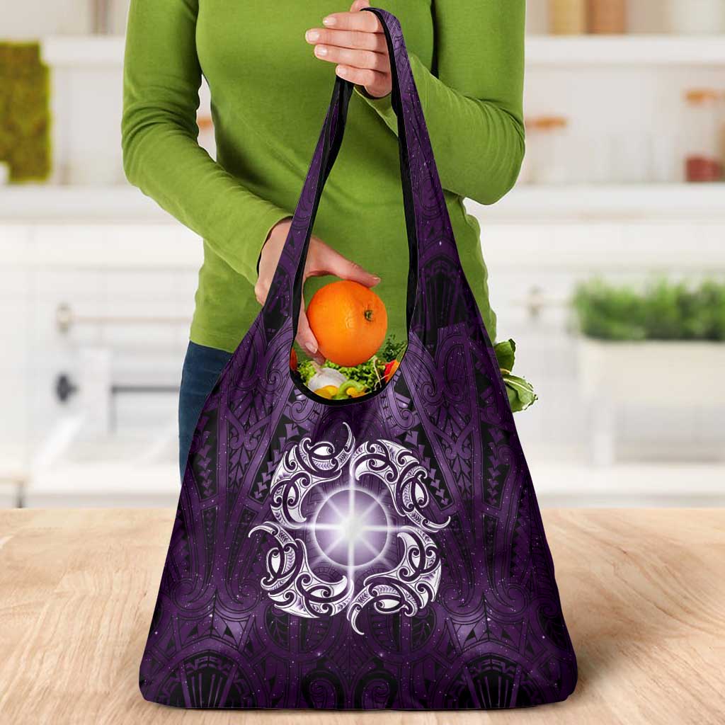 New Zealand Matariki Waipunarangi Grocery Bag Maori Moko Purple Galaxy LT05 - Polynesian Pride